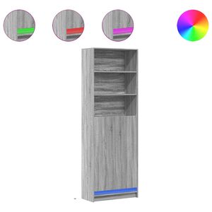 vidaXL Hoge kast met LED 69x32,5x200 cm bewerkt hout grijs sonoma