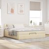 vidaXL Ottoman bed met matras en LED's 160x200cm stof crèmekleurig