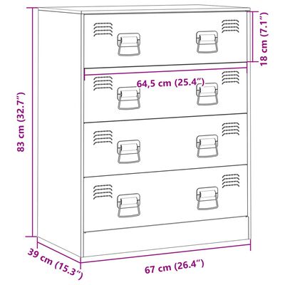 vidaXL Dressoir 67x39x83 cm staal mosterdgeel