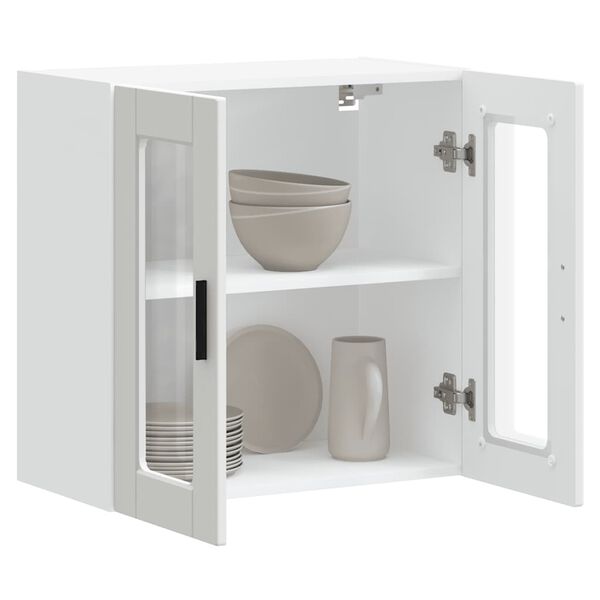 vidaXL Keukenbovenkast met glazen deur Porto wit