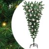 vidaXL Ondersteboven Kunstkerstboom met Ballenset Groen 120 cm PVC