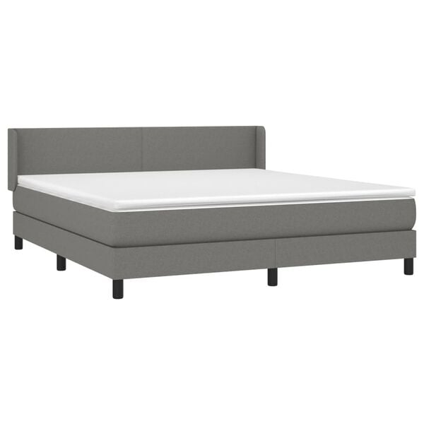 vidaXL Boxspring met matras stof donkergrijs 160x200 cm