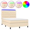 vidaXL Boxspring met matras en LED stof cr&egrave;mekleurig 140x190 cm