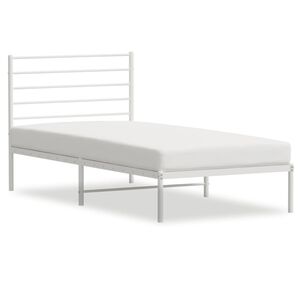 vidaXL Bedframe met hoofdbord zonder matras metaal wit 75x190 cm