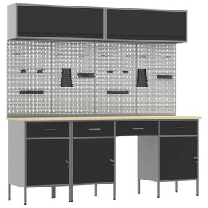 vidaXL Werkkast set met lade met opslag met slot 10 st Zwart