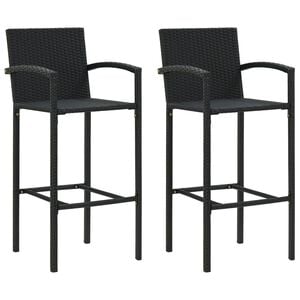 vidaXL Barkrukken 2 st poly rattan zwart