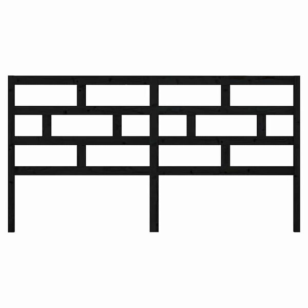 vidaXL Hoofdbord 206x4x100 cm massief grenenhout zwart