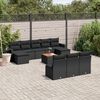 vidaXL 11-delige Loungeset met kussens poly rattan zwart