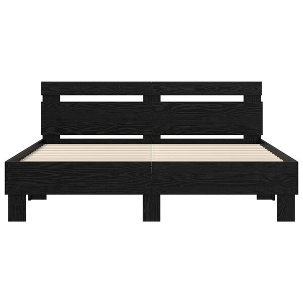 vidaXL Bedframe met hoofdeinde Zwart Eiken 120 x 200 cm Bewerkt hout
