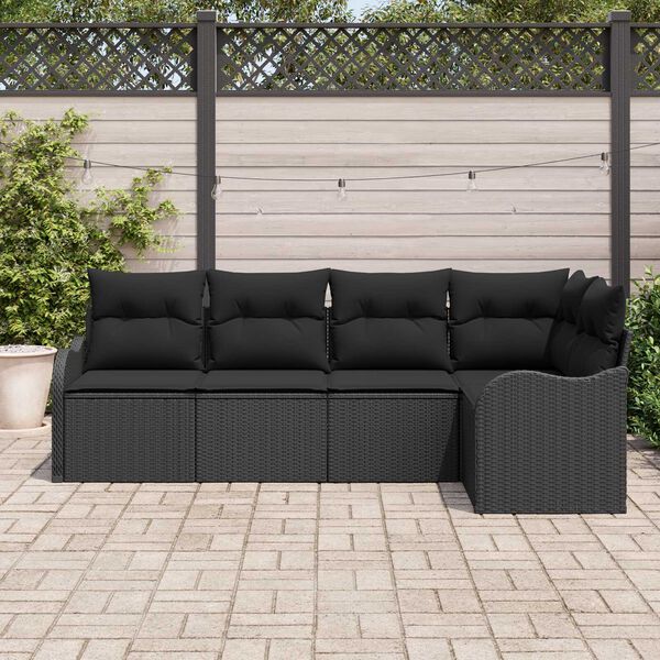 vidaXL Tuin Sofa Set Zwart poly rattan