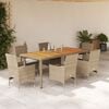 vidaXL 7-delige Tuinset met kussens poly rattan en acaciahout beige