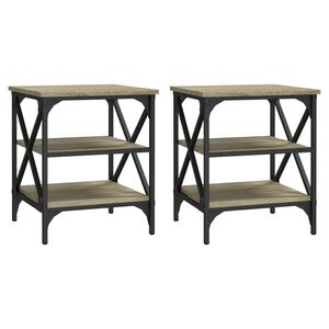 vidaXL Bijzettafels 2 st 40x42x50 cm bewerkt hout sonoma eikenkleurig