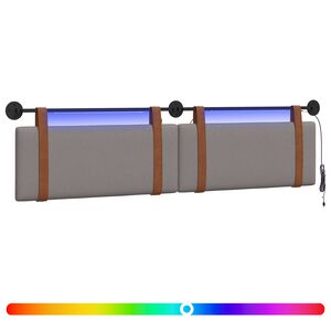 vidaXL Hangend hoofdbord Met LED-verlichting Taupe Antiek PU