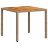 vidaXL Tuintafel 90x90x75 cm poly rattan en acaciahout beige