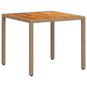 vidaXL Tuintafel 90x90x75 cm poly rattan en acaciahout beige