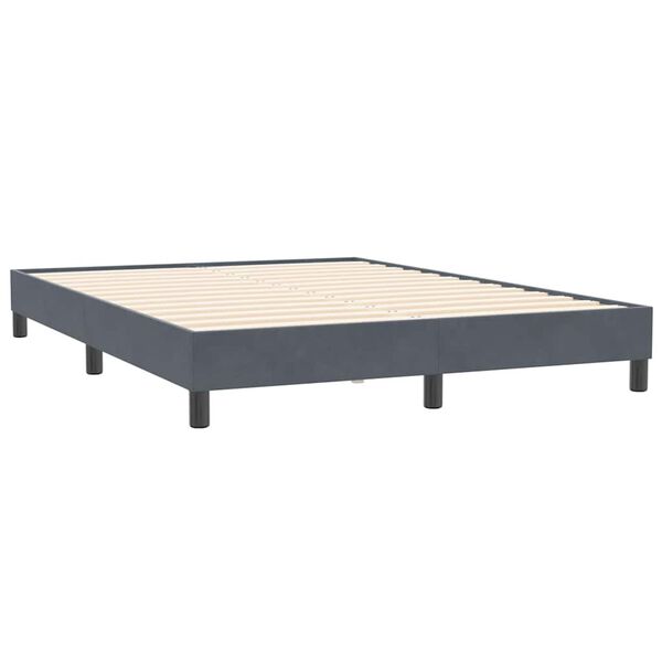 vidaXL Boxspring met matras fluweel donkergrijs 140x210 cm