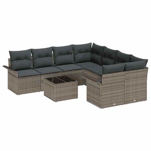 vidaXL Tuin Sofa Set met kussen 9 pcs Grijs poly rattan
