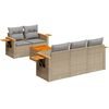 vidaXL 6-delige Loungeset met kussens poly rattan beige