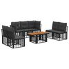 vidaXL Tuinbankenset 8 st Zwart en Donkergrijs poly rattan