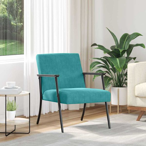 vidaXL Fauteuil Turquoise 59 x 75 x 78 cm Fluweel