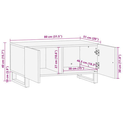 vidaXL Salontafel 80x51x40 cm massief mangohout bruin