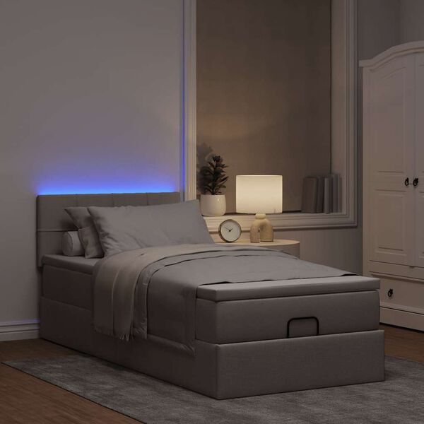 vidaXL Ottoman bed met matras en LED's 80x200cm stof taupe