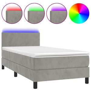 vidaXL Boxspring met matras en LED fluweel lichtgrijs 80x200 cm