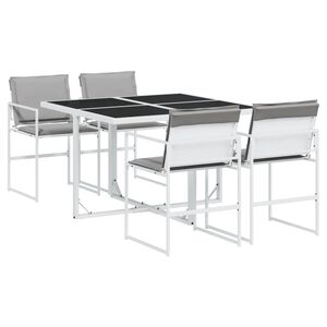 vidaXL 5-delige Tuinset met kussens textileen wit