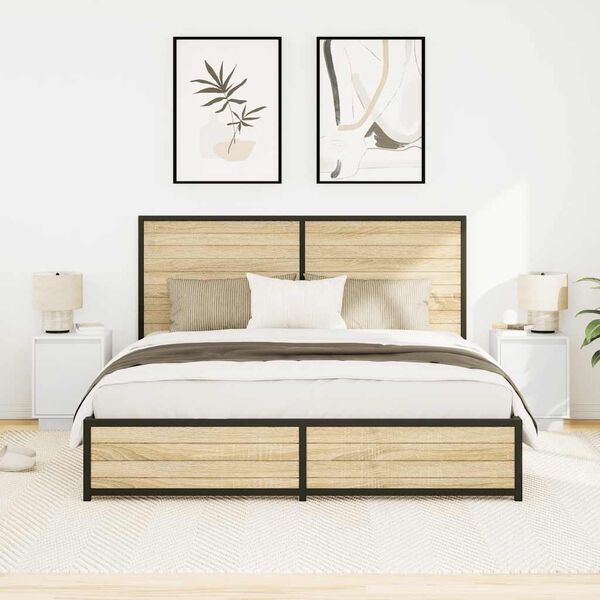 vidaXL Nachtkastjes met led-verlichting 2 st 38x34x50 cm wit