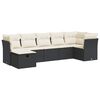 vidaXL 7-delige Loungeset met kussens poly rattan zwart