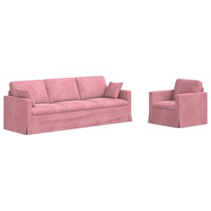 vidaXL Bankstel 2 st Roze Fluweel