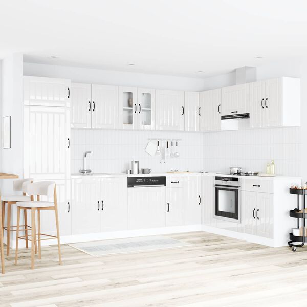 vidaXL Keukenkast Lucca Hoogglans wit 80 x 46 x 81,5 cm Bewerkt hout