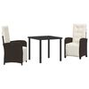 vidaXL Tuin eettafelset 3 st Bruin poly rattan