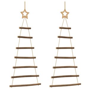 vidaXL Hangende kerstbomen met topsterren 2 st 42x90 cm natuurlijke tak
