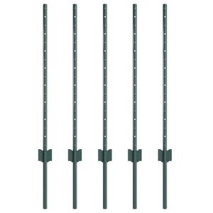 vidaXL ingegraven hekpalen 5 st Groen 120 cm Gepoedercoat staal