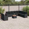 vidaXL 11-delige Loungeset met kussens poly rattan zwart