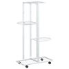 vidaXL Bloemenstandaard met wielen 4-laags 44x23x80 cm ijzer wit