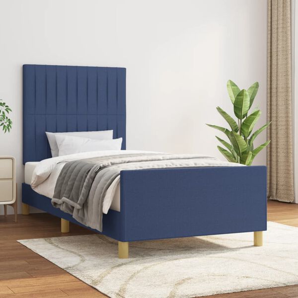 vidaXL Bedframe zonder matras 80x200 cm stof blauw