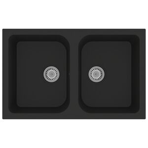vidaXL Keukenwasbak Zwart 76 x 48 x 30 cm Kwarts en hars