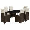 vidaXL 7-delige Bistroset met kussens poly rattan bruin