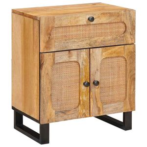 vidaXL Nachtkastje met lade Naturel 50 x 33 x 60 cm Massief Mango Hout