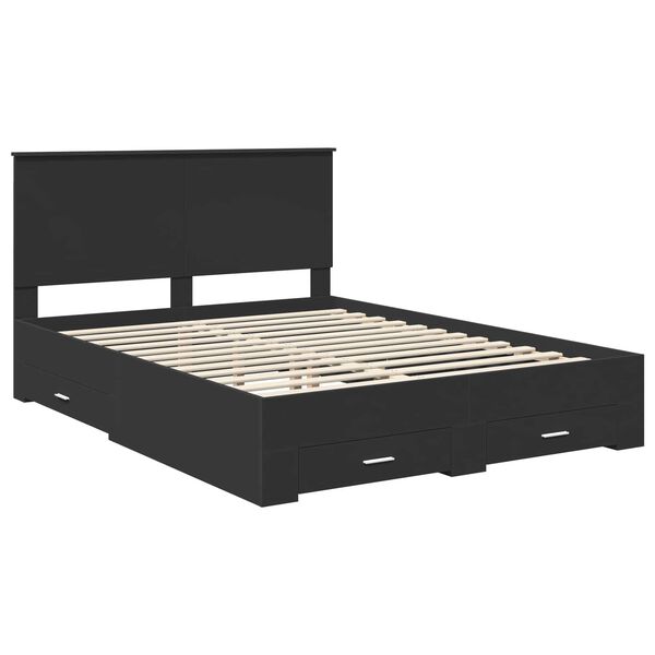 vidaXL Bedframe met lade Zwart en Zilver 150 x 200 cm Bewerkt hout