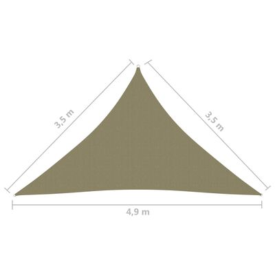 vidaXL Zonnescherm driehoekig 3,5x3,5x4,9 m oxford stof beige