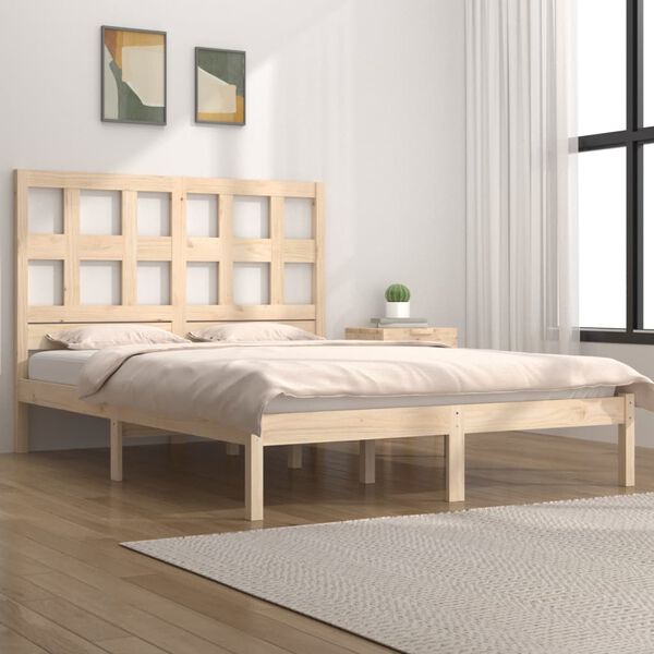 vidaXL Bedframe zonder matras massief grenenhout 135x190 cm