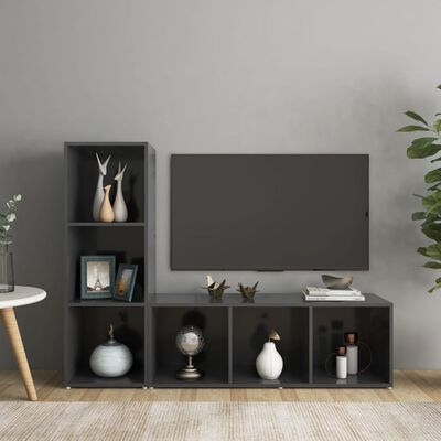vidaXL Tv-meubelen 2 st 107x35x37 cm bewerkt hout grijs