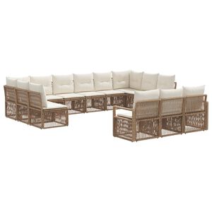 vidaXL Tuinbankenset 13 pcs Beige poly rattan