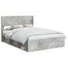 vidaXL Bedframe met opbergruimte en hoofdbord Betongrijs 135 x 190 cm