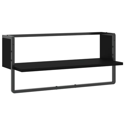 vidaXL Wandschap met stang 65x25x30 cm zwart