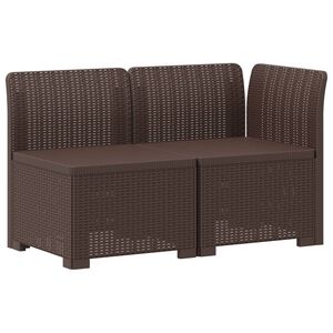 vidaXL Tweedelige Tuinbank Rattan Look PP Bruin