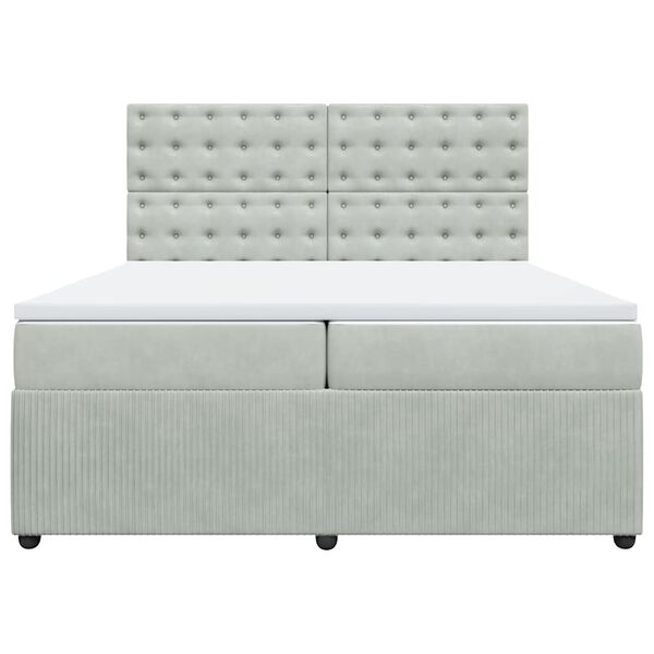 vidaXL Boxspring met matras fluweel lichtgrijs 200x200 cm